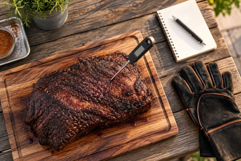 The best smoker for beginners set up on a backyard patio at sunset