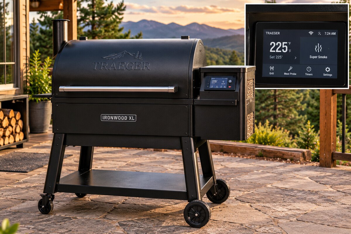 Traeger Ironwood XL pellet smoker with WiFIRE touchscreen controller